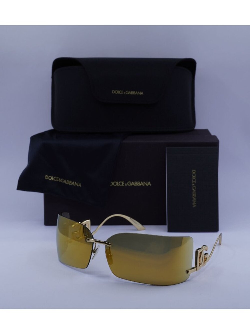 Dolce & Gabbana DG2319 02/5A Rectangle Sunglasses - Gold / Gold Mirror